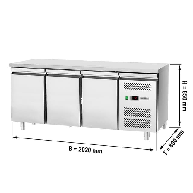 Bäckereikühltisch Eco - 2000x800mm - mit 3 Türen