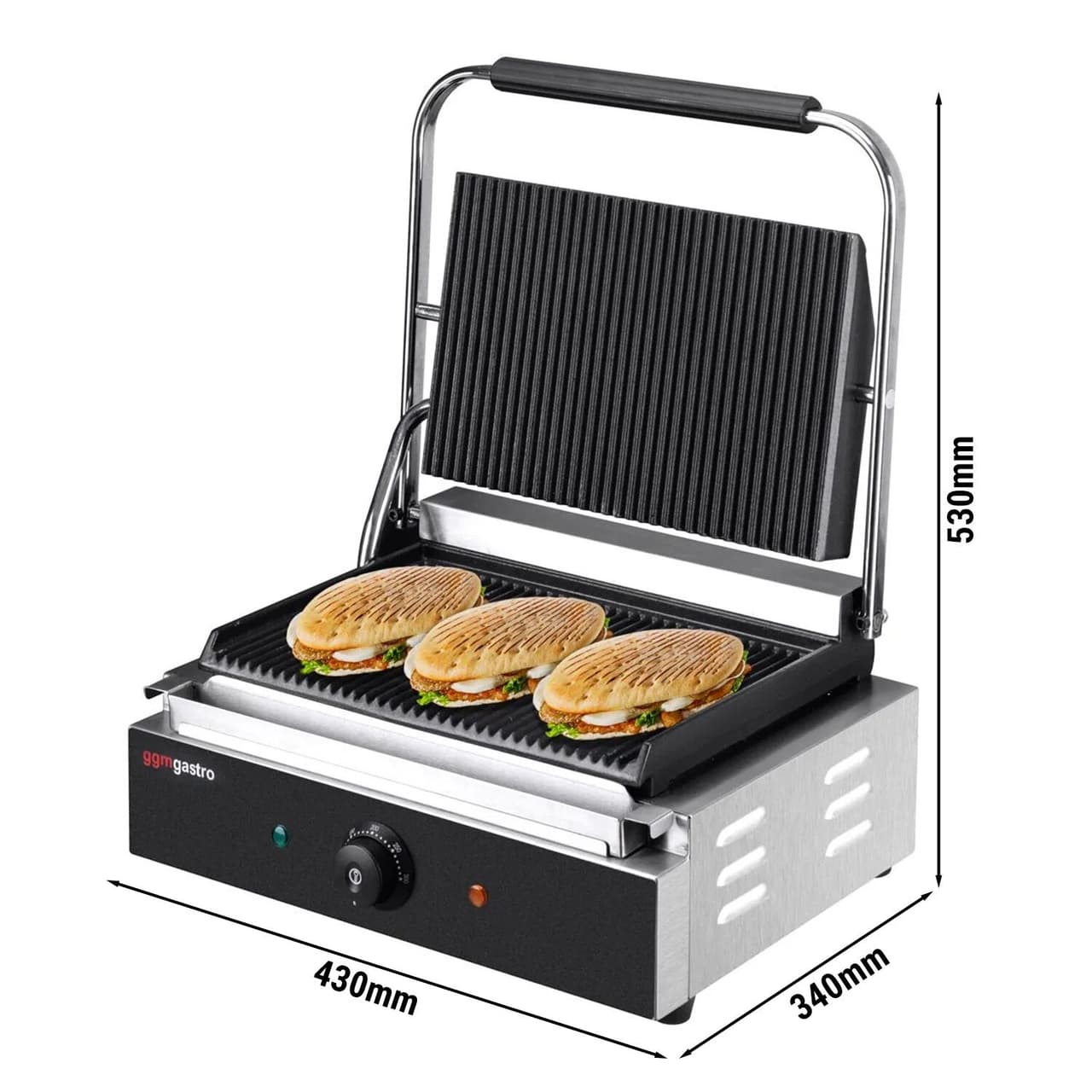 Kontaktgrill - 2,2 kW - oben & unten Gerillt - Grillfläche: 345x235mm