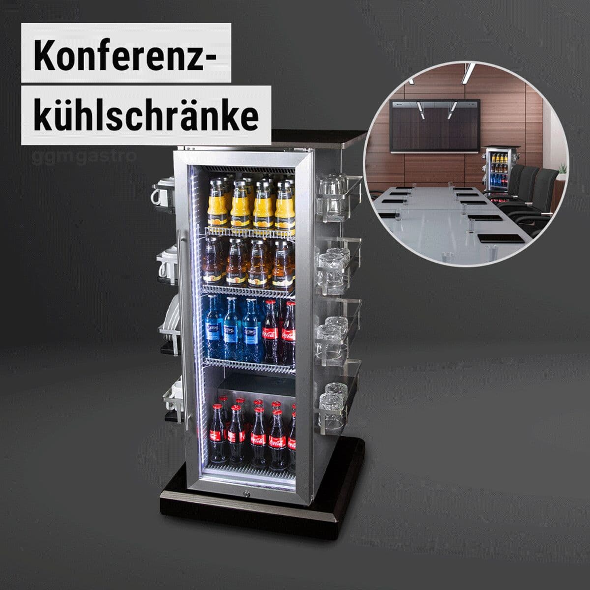 Konferenzkühlschrank - 565mm - 75 Liter - mit 1 Glasflügeltür