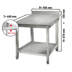 Edelstahl Arbeitstisch ECO - 600x600mm - mit Grundboden & Aufkantung