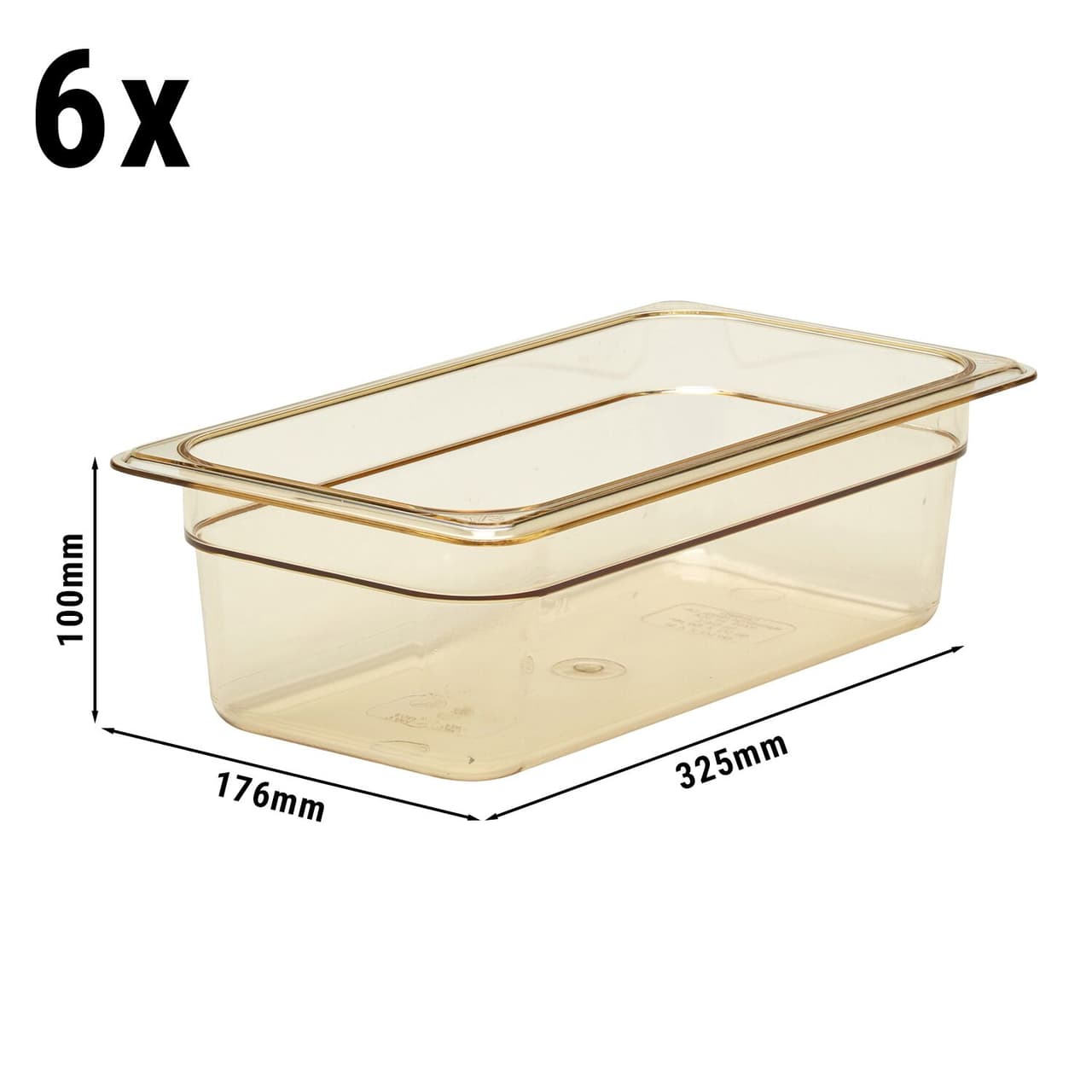 (6 Stück) CAMBRO | H-PAN™ -  Hitzebeständige GN 1/3 Behälter - Bernstein - Tiefe: 100mm