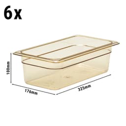 (6 Stück) CAMBRO | H-PAN™ -  Hitzebeständige GN 1/3 Behälter - Bernstein - Tiefe: 100mm