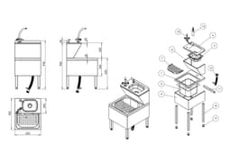 Handwasch- & Ausgußbecken - Edelstahl - mit Mischbatterie & Seifenspender