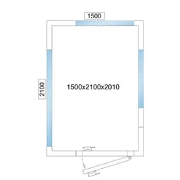 Kühlzelle - 1500x2100mm - 4,8m³ - mit 3 Glasseiten