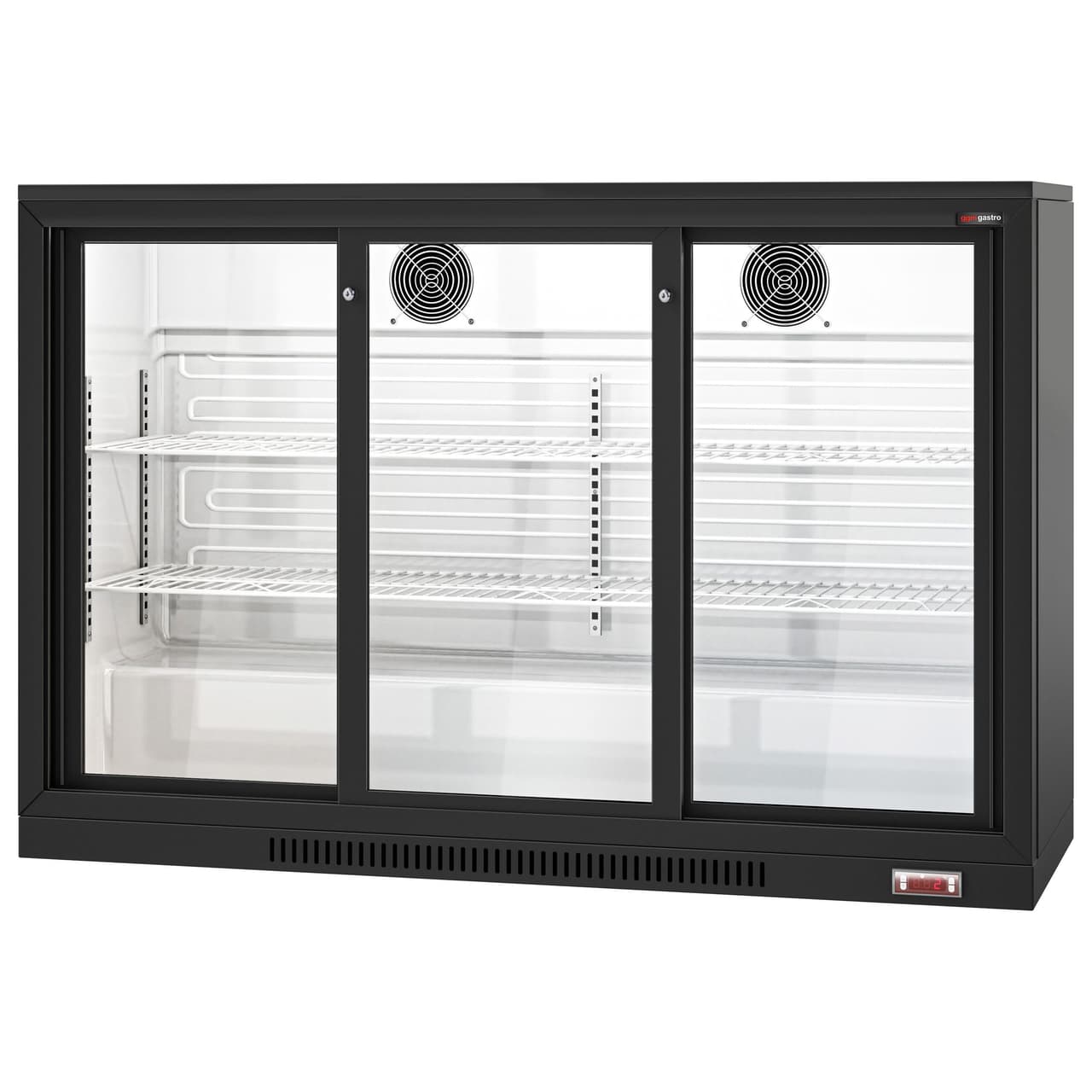 Barkühlschrank - 1330mm - 320 Liter - mit 3 Glasschiebetüren - Schwarz