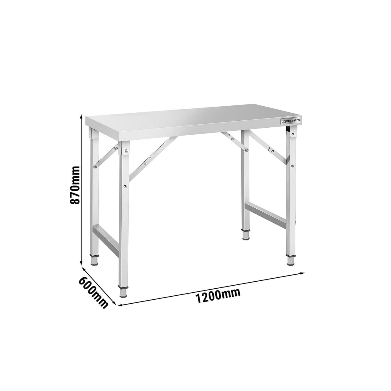 Edelstahl Arbeitstisch - klappbar - 1200x600mm