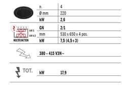 Elektroherd - 10,4 kW - 4 Platten Rund - inkl. Elektrobackofen Statisch - 7,5 kW