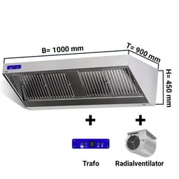 Wandhaube - 1000mm - mit Motor, Regler, Filter & Lampe