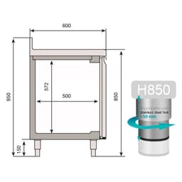 Kühltisch Premium PLUS - 1468x600mm - mit 2 Glastüren & Aufkantung