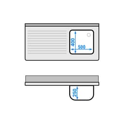 Spülschrank - 1200x600mm - mit Abfallbehälter & 1 Becken rechts