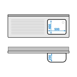 Spülschrank ECO - 1600x600mm - mit 1 Becken rechts