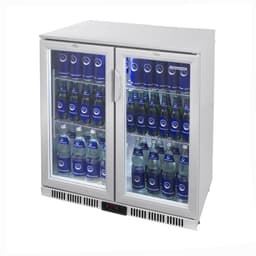 GASTRO-COOL | Barkühlschrank - 900mm - 200 Liter - mit 2 Glasflügeltüren - Silber