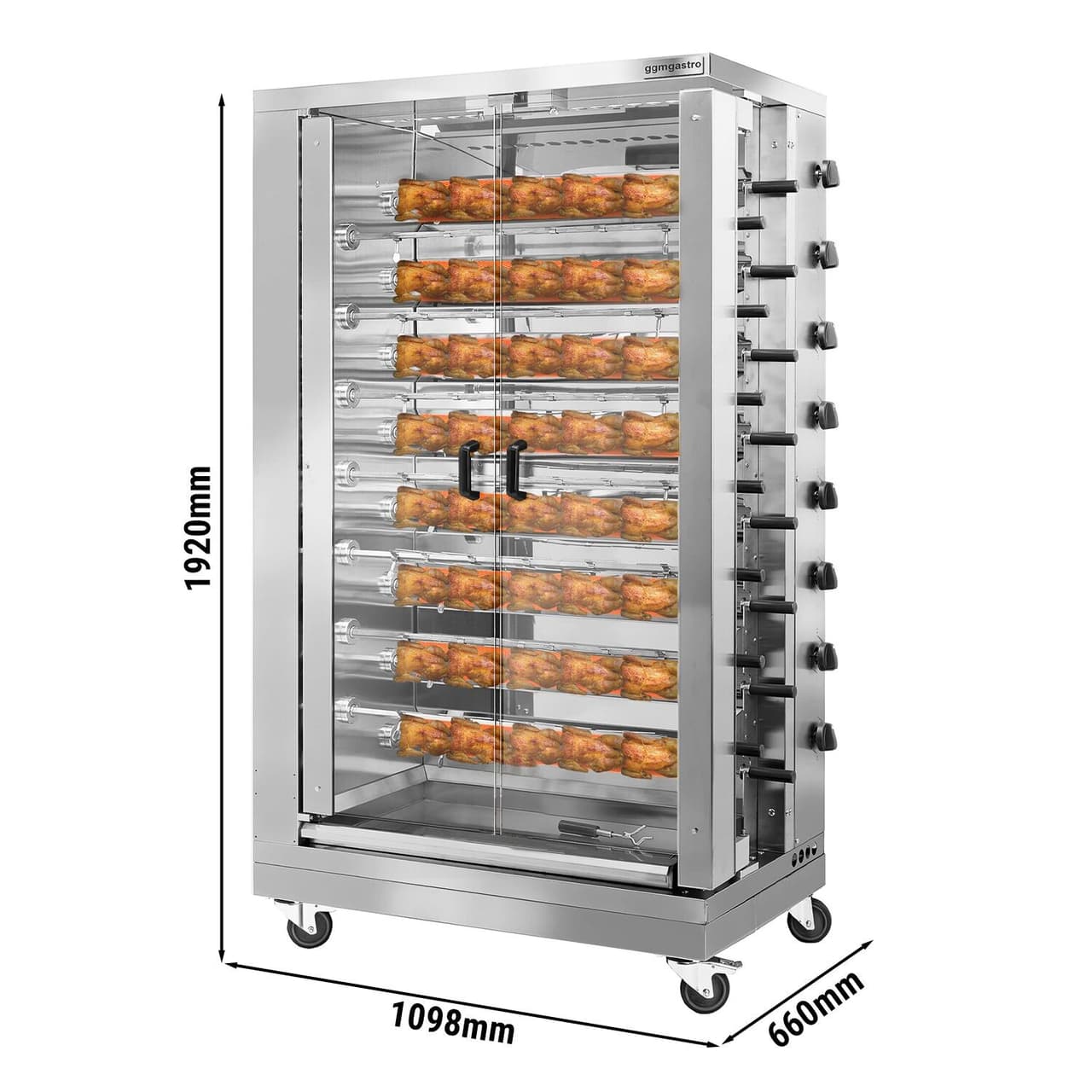 Gas Hähnchengrill - 47,2kW - mit 15 Spießen für bis zu 90 Hähnchen