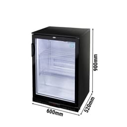 GASTRO-COOL | Barkühlschrank - 600mm - 128 Liter - mit 1 Glasflügeltür - Schwarz