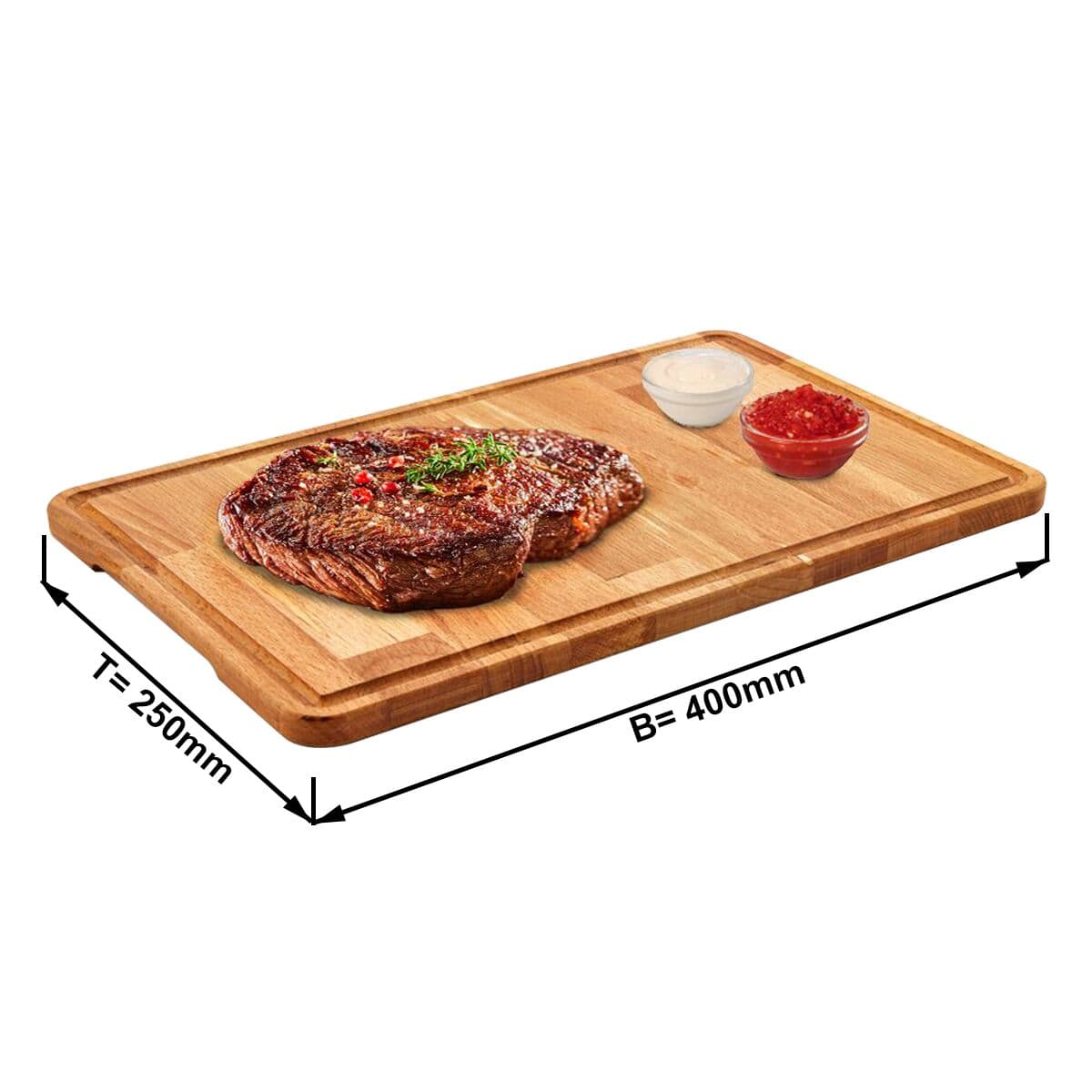 (6 Stück) Steakplatte - Eiche - 400x250mm