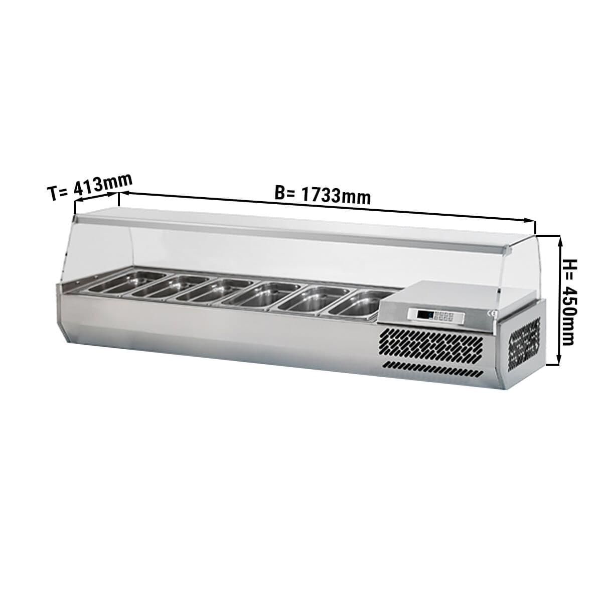 Kühlaufsatzvitrine Premium PLUS - 1733x413mm - 6x GN 1/3