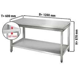 Edelstahl Arbeitstisch ECO - 1200x600mm - mit Grundboden ohne Aufkantung