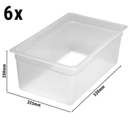 (6 Stück) CAMBRO | CAMWEAR® -  Polypropylen GN 1/1 Behälter - milchig - Tiefe: 200mm