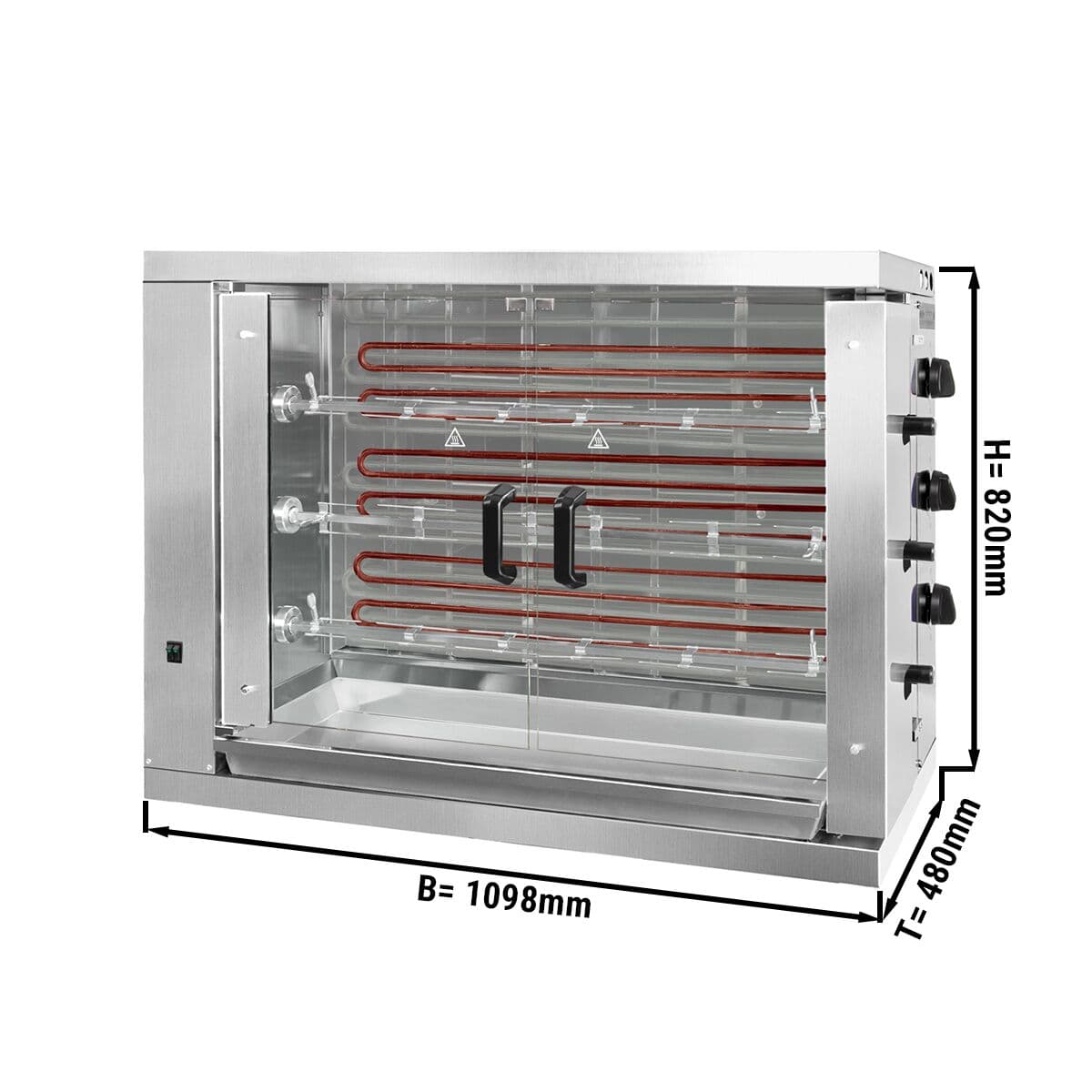 Elektro Hähnchengrill - 14.4kW - mit 3 Spießen für bis zu 18 Hähnchen