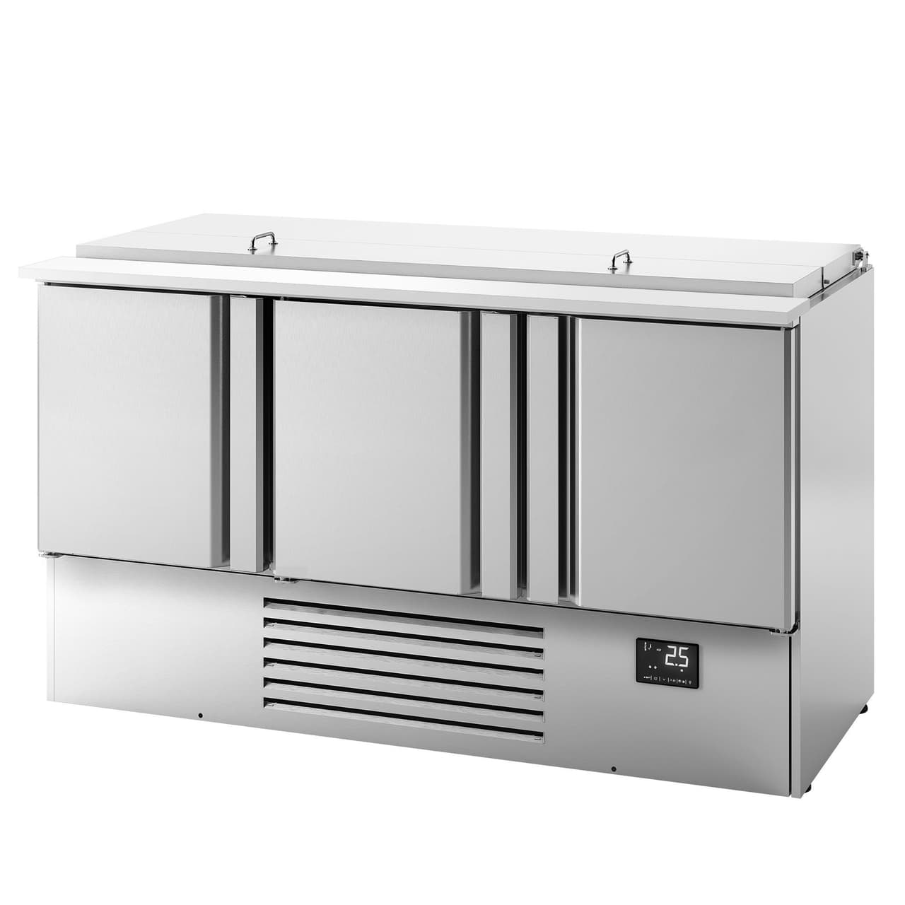 Saladette Premium PLUS - 1460mm - 3 Türen - mit Einlass für 9 x GN 1/3 & 6x GN 1/6 & Edelstahldeckel