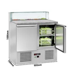 Saladette ECO - 900mm - 2 Türen - mit Glasaufsatz für 5x GN 1/6