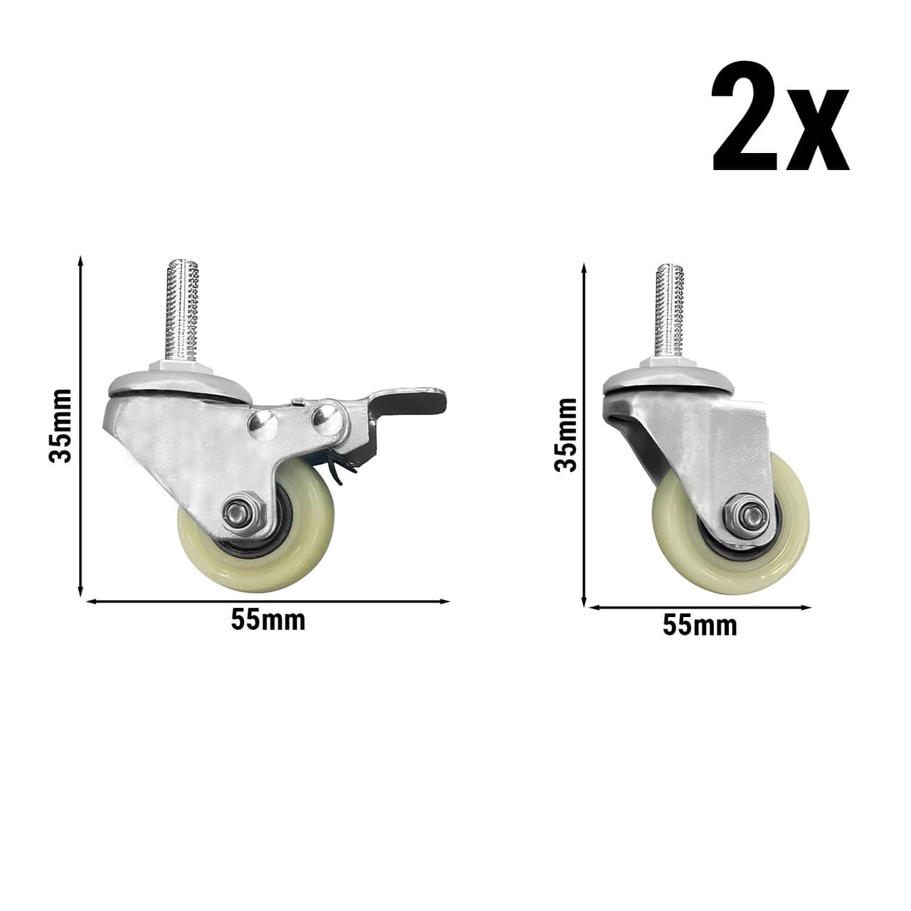 Rollensatz für Saladetten SAJ47, SAG47 & SAG97  (2x mit Bremsen & 2x ohne Bremsen)