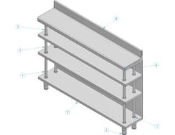 Edelstahl Bar-Arbeitstisch mit 4 Ablagen 1500x300