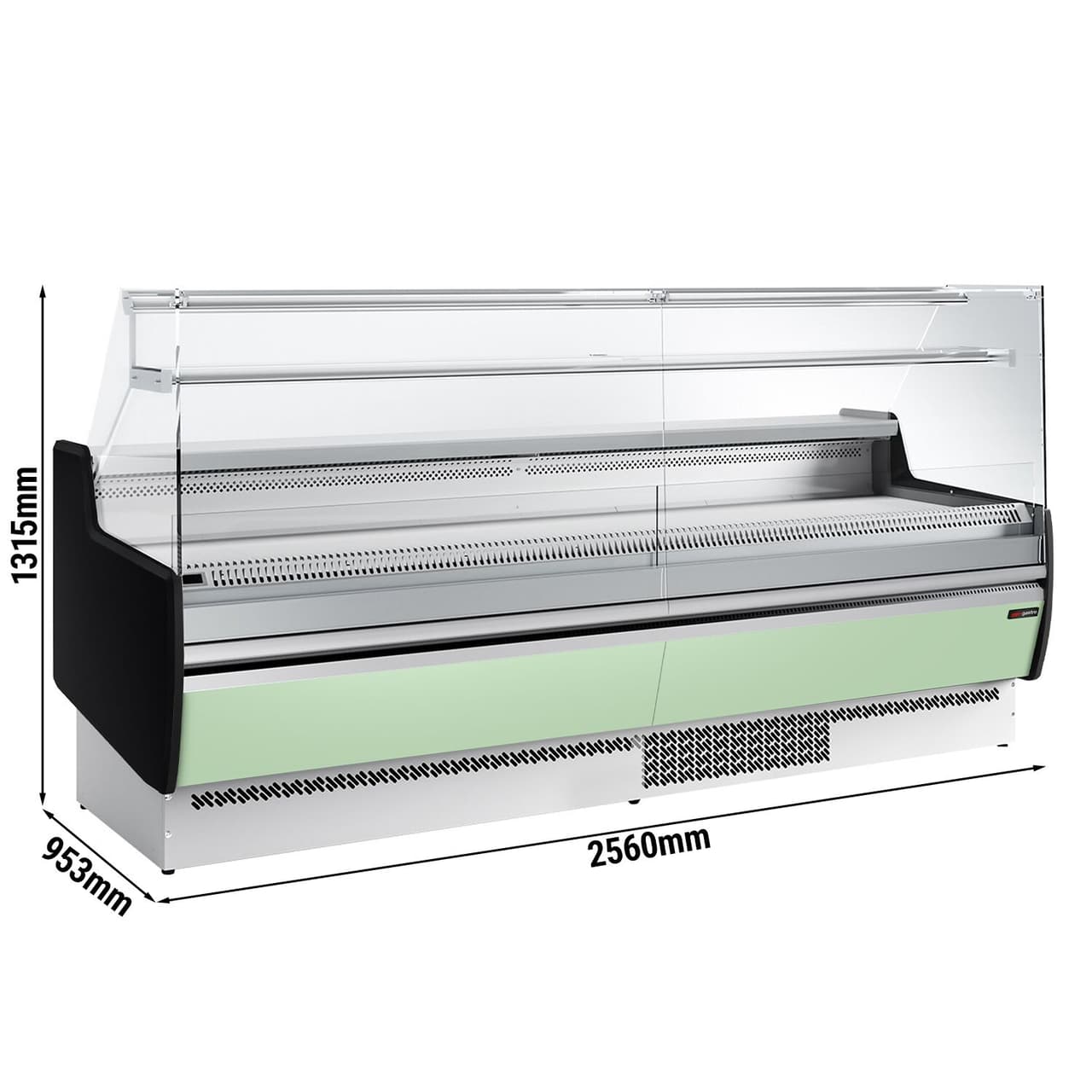 Kühltheke - 2560mm - 1 Ablage - Frontblende Hellgrün