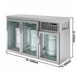 Fasskühler - 3x50 L Fässer - 1600x600mm - mit 3 Glastüren