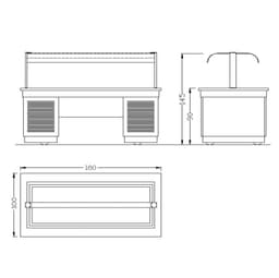 Buffettheke DUBLIN - 1600mm - mit Bainmarie & Rollen - für 4x GN 1/1