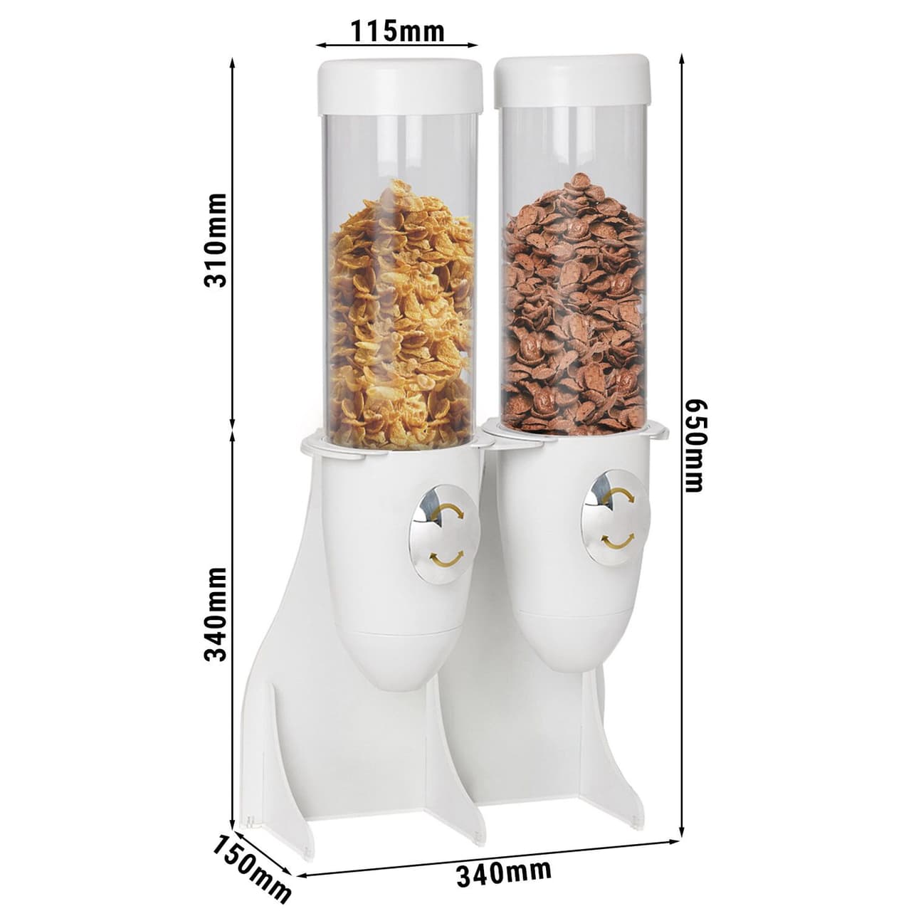 Cerealienspender - doppelt - Ø 115mm - Weiß - Drehausgabe