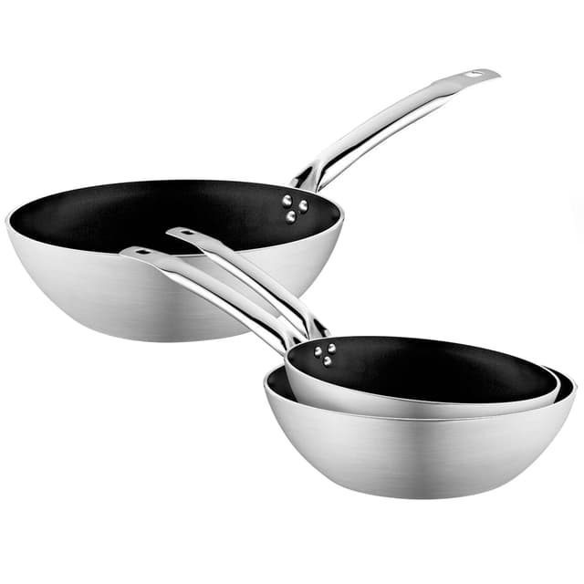 (3 Stück) Wok Pfannen-Set - 3-teilig aus Aluminium