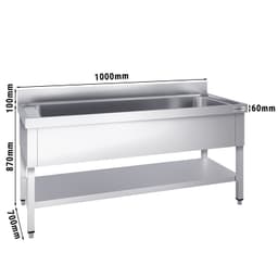 Topfspültisch Premium - 1000x700mm - mit Grundboden & 1 Becken