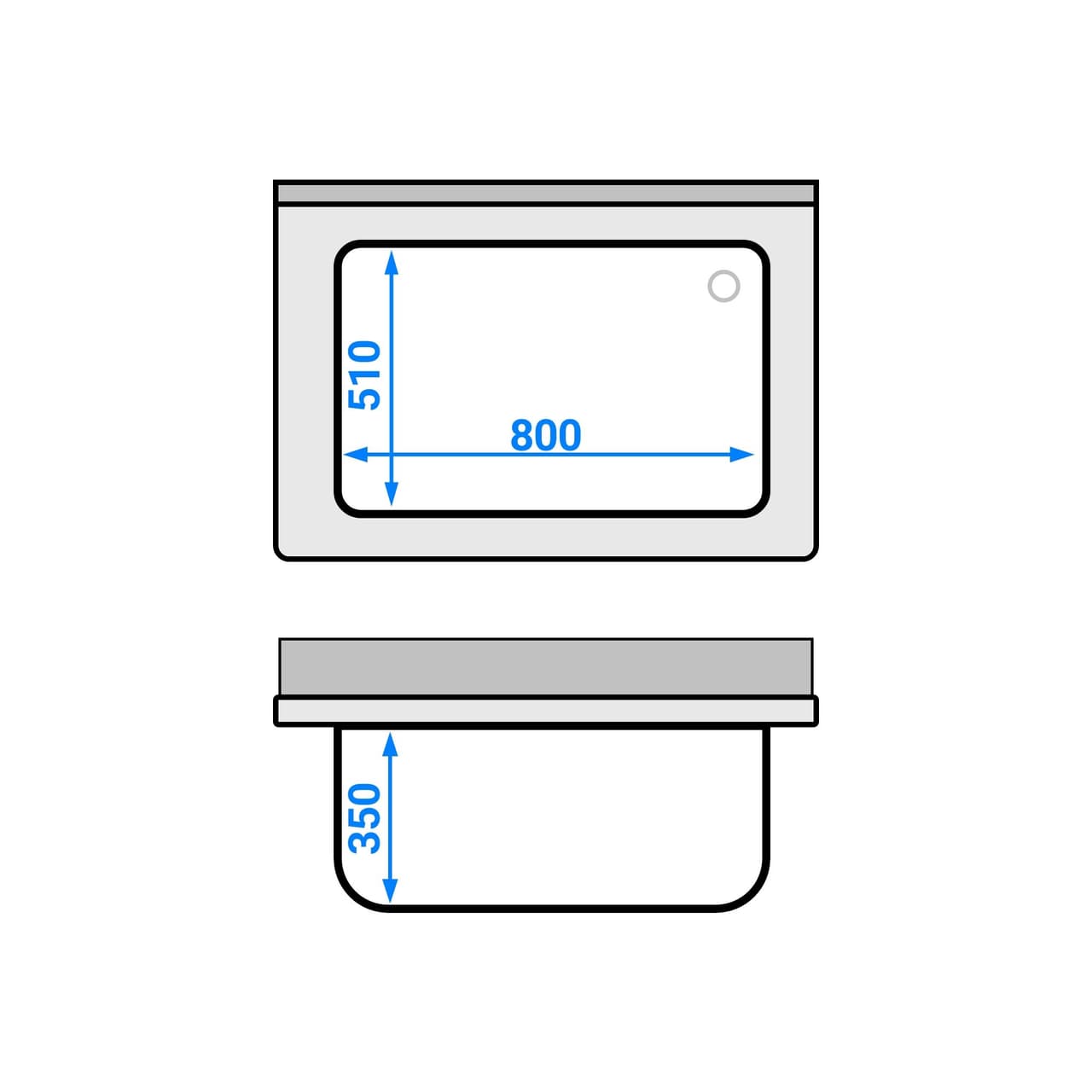Topfspültisch ECO - 1000x700mm - mit Grundboden & 1 Becken