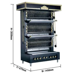 UBERT | Flammenwandgrill - 45kW - mit 6 Spießen für bis zu 48 Hähnchen