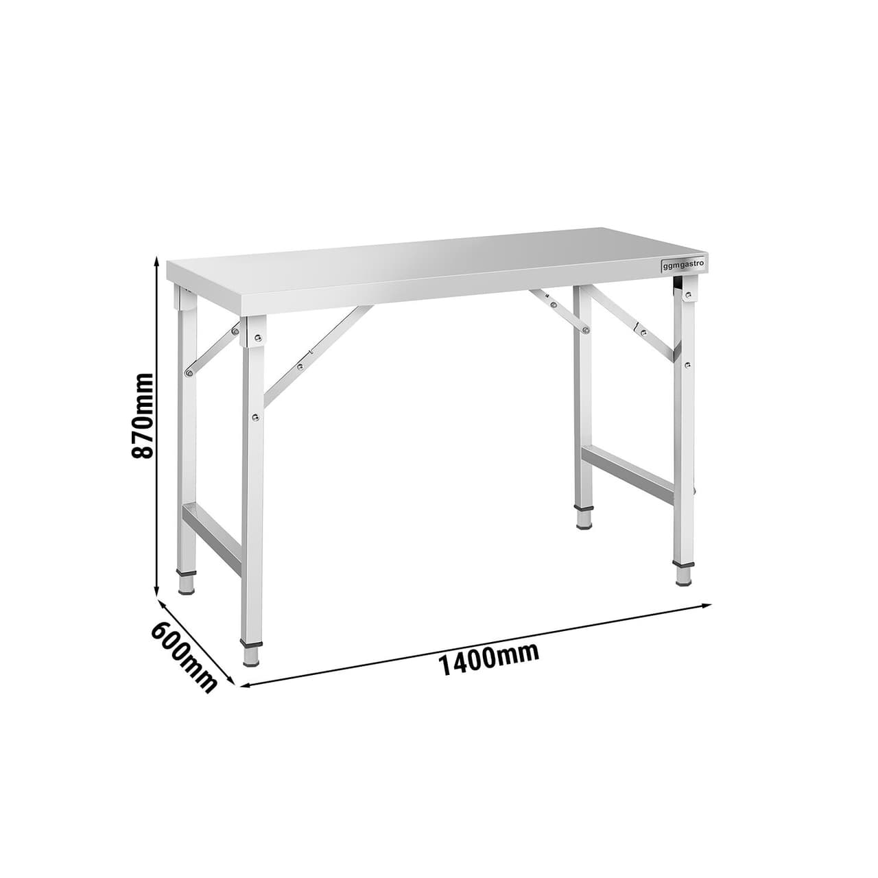 Edelstahl Arbeitstisch - klappbar - 1400x600mm