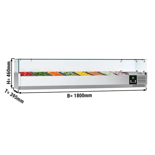 Kühlaufsatzvitrine PREMIUM - 1800x395mm - 8x GN 1/3