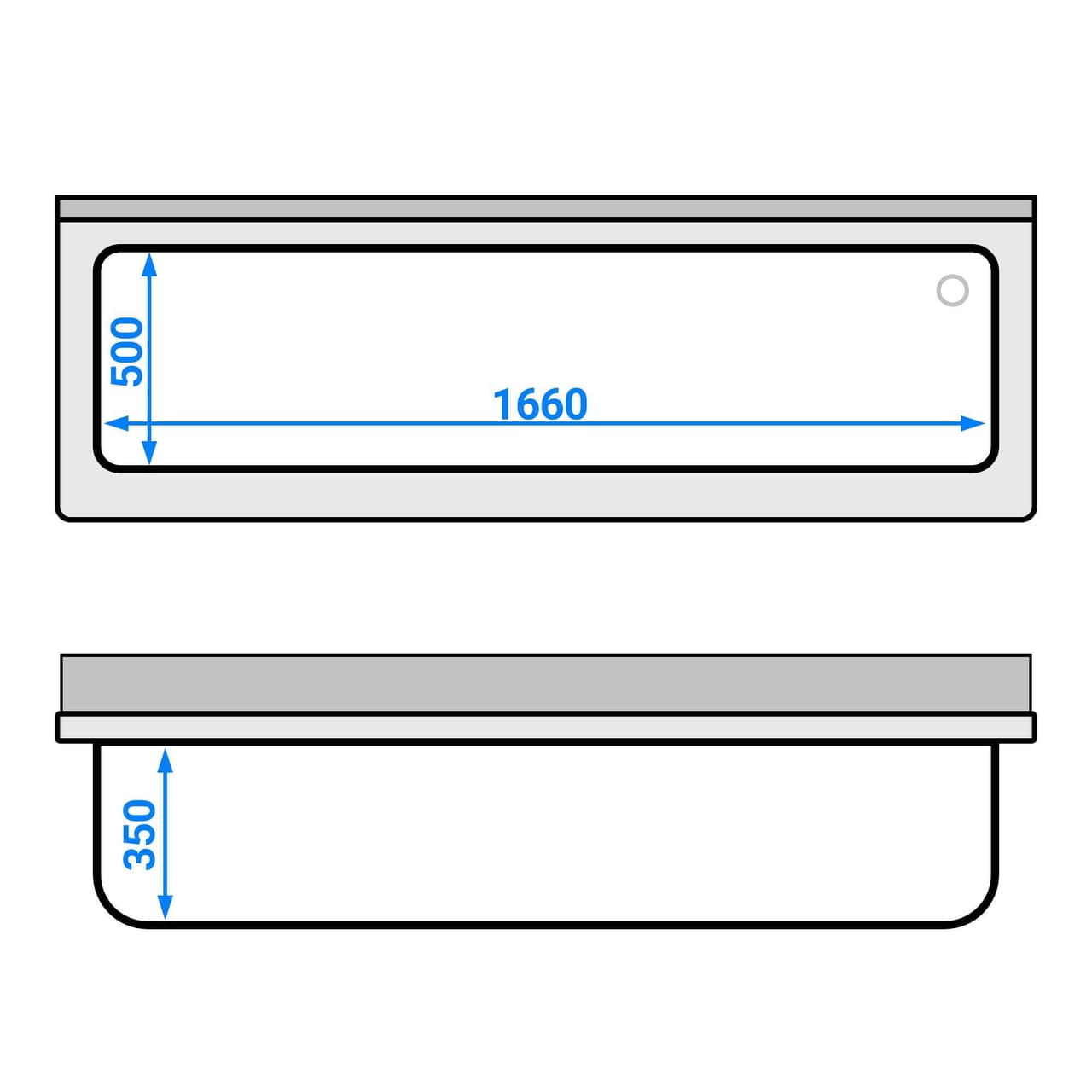 Topfspültisch Premium - 1800x600mm - mit Grundboden & 1 Becken