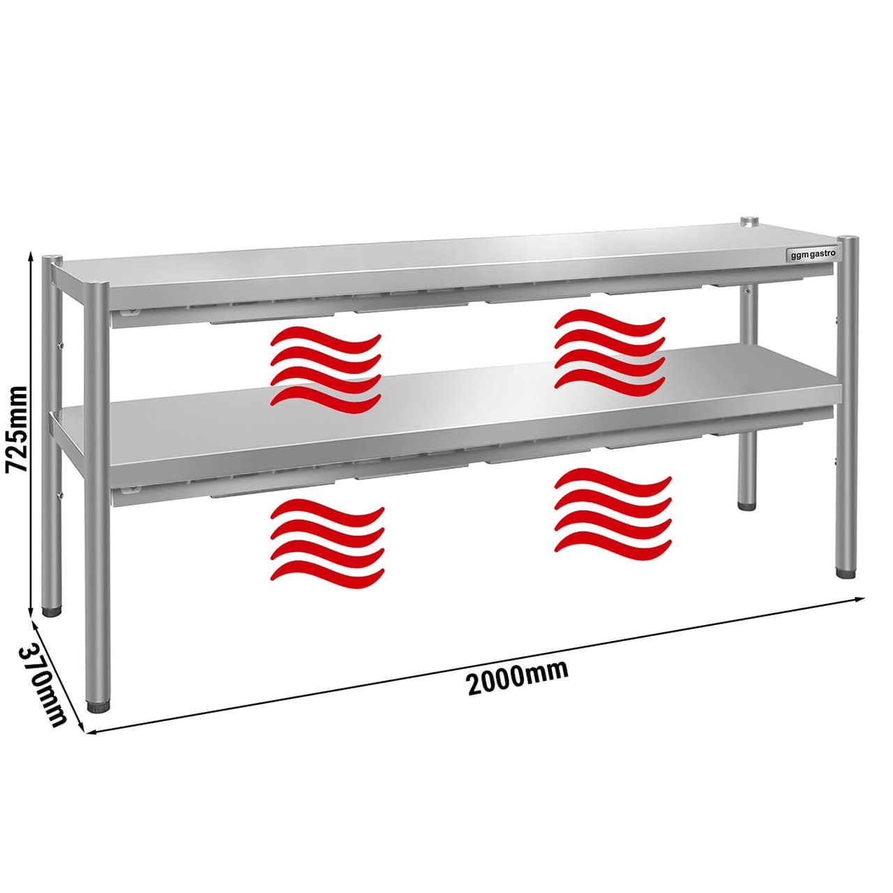 Wärmebrücke PREMIUM - 2000x370mm - mit 2 Etagen - Höhe: 725mm