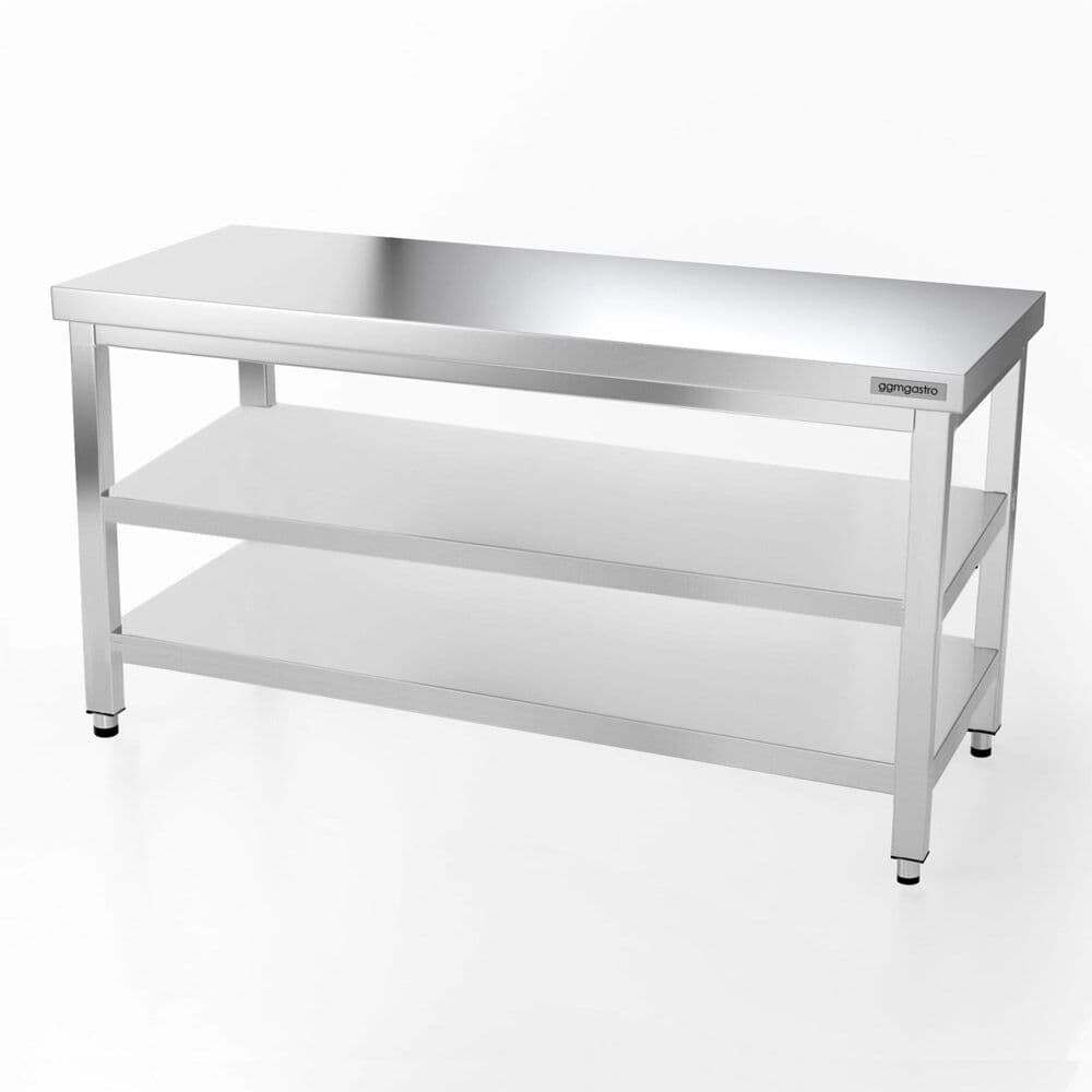 Edelstahl Arbeitstisch PREMIUM - 1600x800mm - mit Grundboden & Zwischenboden