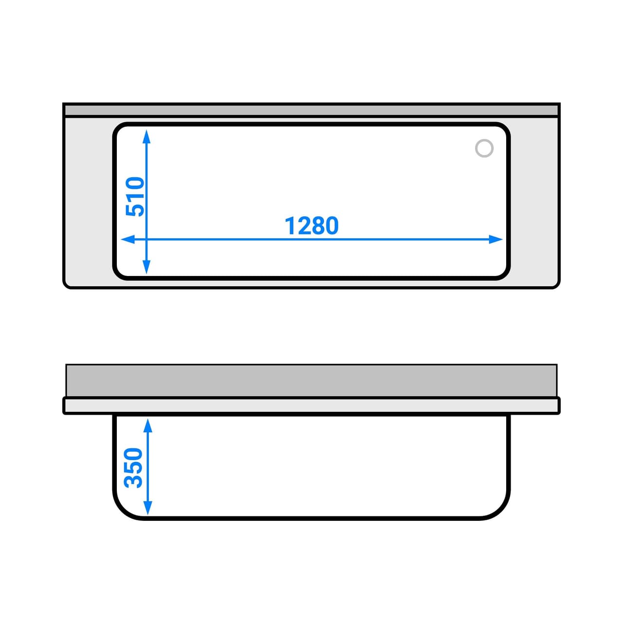 Topfspültisch ECO - 1600x600mm - mit Grundboden & 1 Becken