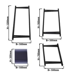 (3 Stück) Beistell-/ Couchtisch Set - klappbar Höhe: 700, 900 & 1200mm