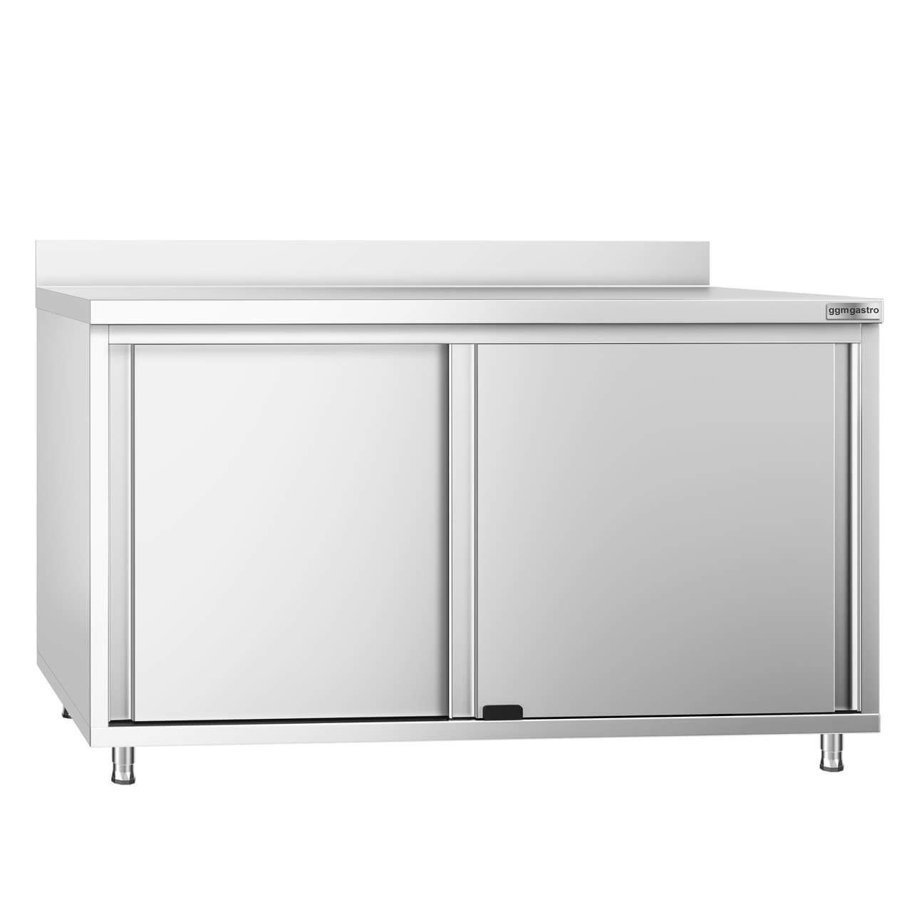 Edelstahl Arbeitsschrank PREMIUM - 1400x800mm - mit Schiebetür & Aufkantung