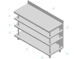 Edelstahl Bar-Arbeitstisch mit 4 Ablagen 1500x600