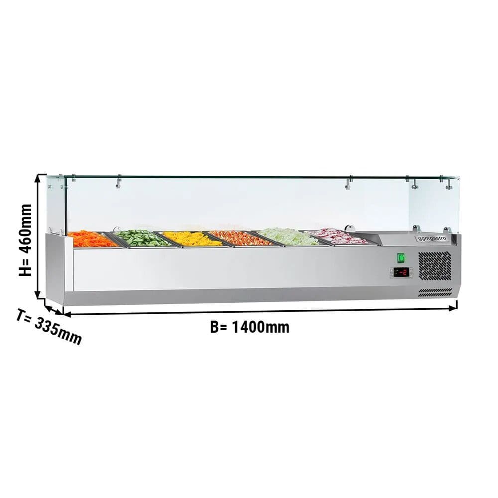 Kühlaufsatzvitrine ECO - 1400x335mm - 6x GN 1/4