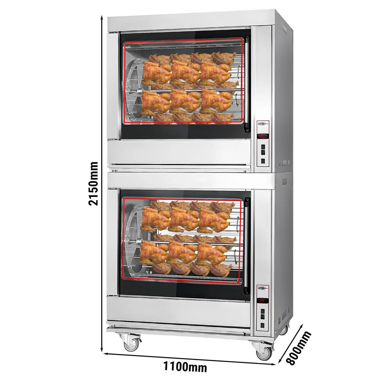 Elektro Rotations Hähnchengrill - 20kW -  mit 14 Spießen für bis zu bis zu 84 Hähnchen