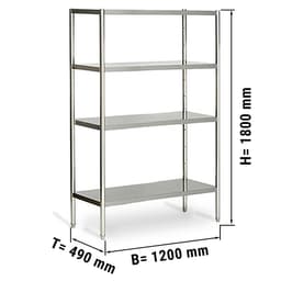 Edelstahlregal ECO - 1200x490mm - mit 4 Ablagen (VERSTELLBAR)