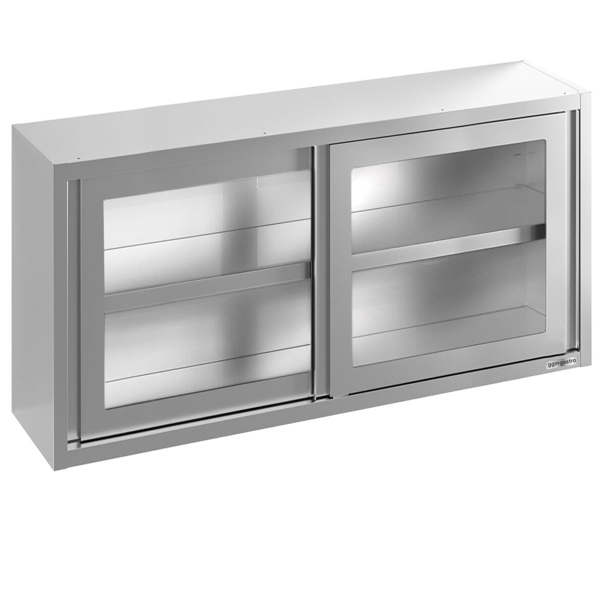 Edelstahl Wandhängeschrank - 2000x400mm - mit Glasschiebetür - 800mm hoch