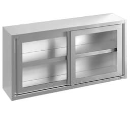 Edelstahl Wandhängeschrank - 2000x400mm - mit Glasschiebetür - 800mm hoch