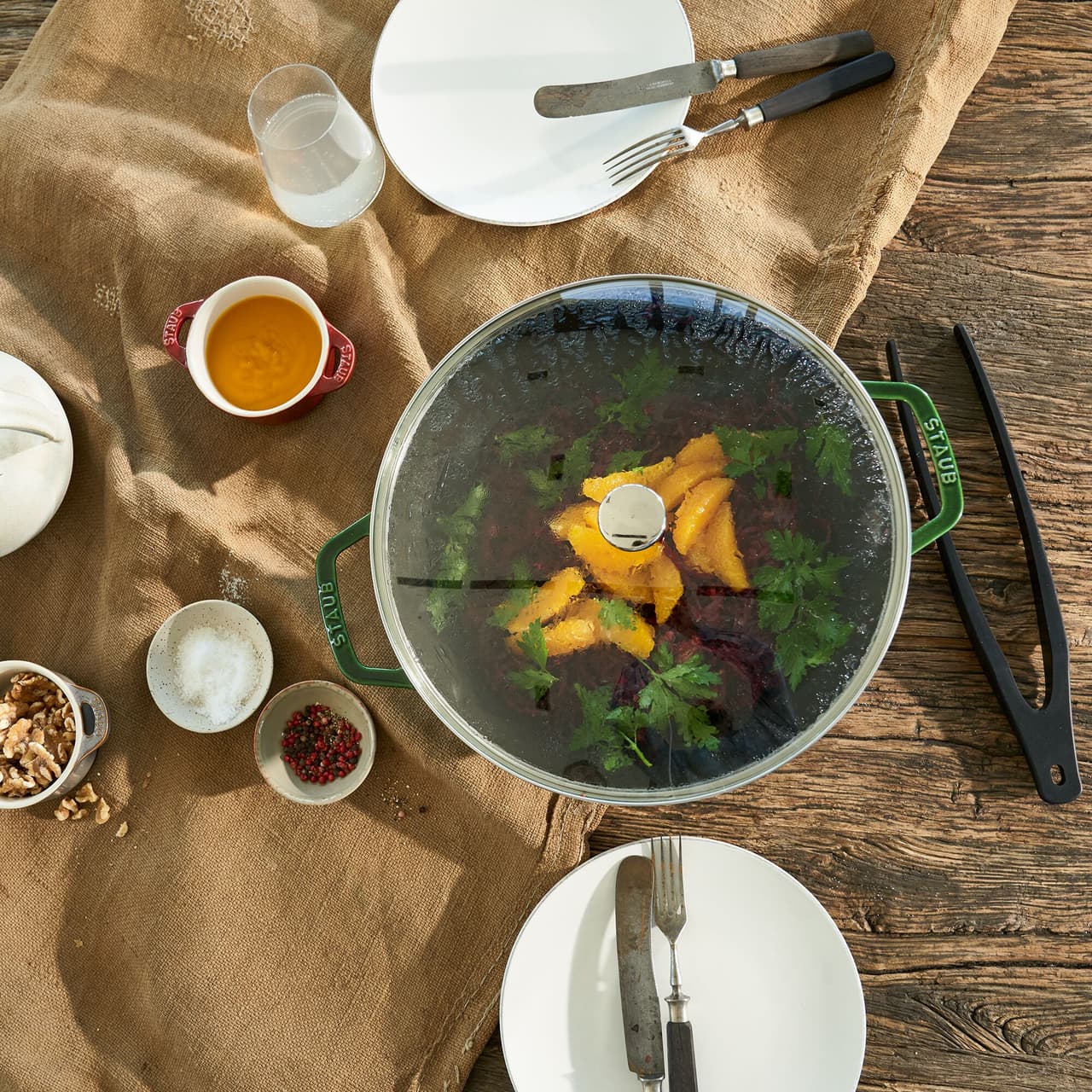 STAUB | SPECIALITIES - Wok mit Glasdeckel - Ø 300mm - Gusseisen - Basilikum-Grün